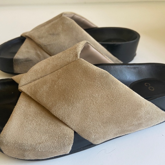 CO Collection Tan Slide Platform Cross Slide in Suede Size 36.5 Size 37 - Picture 2 of 5